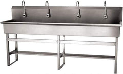 SANI-LAV - 77" Long x 16-1/2" Wide Inside, 1 Compartment, Grade 304 Stainless Steel (4) Person Wash-Station with Electronic Faucet - 16 Gauge, 80" Long x 20" Wide x 45" High Outside, 8" Deep - Apex Tool & Supply
