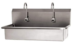 SANI-LAV - 37" Long x 16-1/2" Wide Inside, 1 Compartment, Grade 304 Stainless Steel (2) Person Wash-Station with Electronic Faucet - 16 Gauge, 40" Long x 20" Wide x 18" High Outside, 8" Deep - Apex Tool & Supply