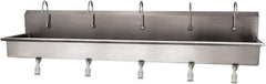 SANI-LAV - 97" Long x 16-1/2" Wide Inside, 1 Compartment, Grade 304 Stainless Steel (5) Person Wash-Station with Single Foot Valves - 16 Gauge, 100" Long x 20" Wide x 18" High Outside, 8" Deep - Apex Tool & Supply
