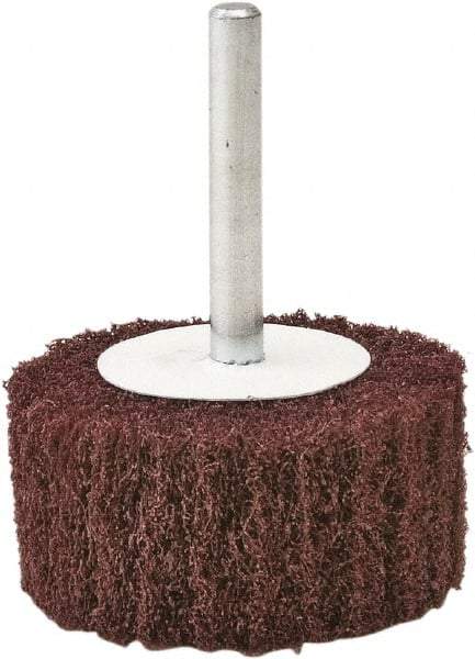 Camel Grinding Wheels - 2" Diam x 1" Face Width, Fine Aluminum Oxide Nonwoven Mounted Flap Wheel - 1/4" Shank Mount, 80 Grit, X Weighted Cloth Backing, 20,000 Max RPM - Apex Tool & Supply