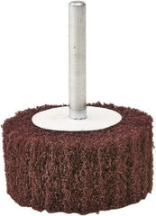 Camel Grinding Wheels - 2" Diam x 1" Face Width, Fine Aluminum Oxide Nonwoven Mounted Flap Wheel - 1/4" Shank Mount, 80 Grit, X Weighted Cloth Backing, 20,000 Max RPM - Apex Tool & Supply