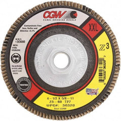 Camel Grinding Wheels - 80 Grit, 4-1/2" Disc Diam, 7/8" Center Hole, Type 27 Zirconia Alumina Flap Disc - 13,300 Max RPM, Poly Cotton Backing, Arbor Attaching System, Coated - Apex Tool & Supply