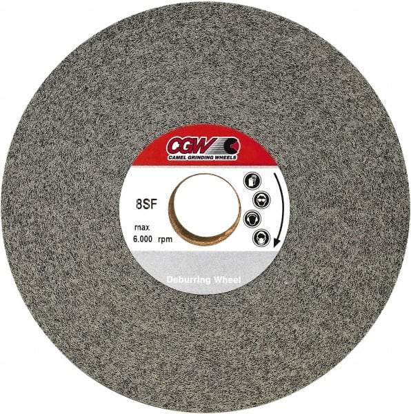 Camel Grinding Wheels - 6" Diam, 6" Face Width, 1" Center Hole, Fine Grade, Silicon Carbide Deburring Wheel - Convolute, Hard Density 8 Grade, 6,000 RPM - Apex Tool & Supply