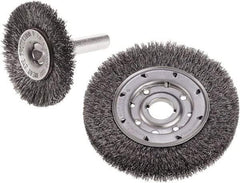 Camel Grinding Wheels - 4" OD, 5/8-11 Arbor Hole, Crimped Steel Wheel Brush - 4" Face Width, 7/8" Trim Length, 0.014" Filament Diam - Apex Tool & Supply