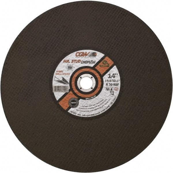 Camel Grinding Wheels - 14" 30 Grit Aluminum Oxide Cutoff Wheel - 3/32" Thick, 1" Arbor, 4,400 Max RPM - Apex Tool & Supply