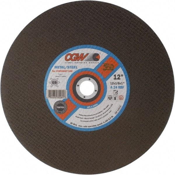 Camel Grinding Wheels - 12" 24 Grit Aluminum Oxide Cutoff Wheel - 1/8" Thick, 1" Arbor, 5,100 Max RPM - Apex Tool & Supply