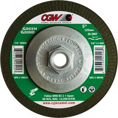 Camel Grinding Wheels - 36 Grit, 4-1/2" Wheel Diam, 5/32" Wheel Thickness, Type 27 Depressed Center Wheel - Medium Grade, Zirconia Alumina, Resinoid Bond, 13,300 Max RPM - Apex Tool & Supply
