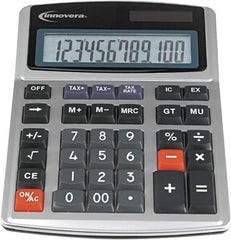 innovera - 12-Digit LCD 4 Function Financial Calculator - 21mm Display Size, Silver & Black, Solar & Battery Powered, 6-1/2" Long x 8-3/4" Wide - Apex Tool & Supply