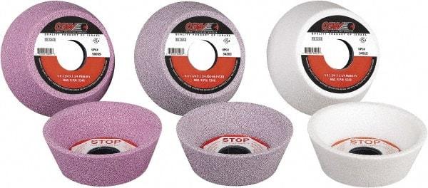 Camel Grinding Wheels - 4" Diam, 1-1/4" Hole Size, 1-1/2" Overall Thickness, 46 Grit, Type 11 Tool & Cutter Grinding Wheel - Medium Grade, Aluminum Oxide, K Hardness, Vitrified Bond - Apex Tool & Supply