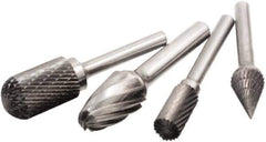 Camel Grinding Wheels - 5/8" Cut Diam, 1/4" Shank Diam, Ball Head Double Cut Burr - Carbide, 9/16" LOC, 2-5/16" OAL - Apex Tool & Supply