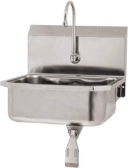 SANI-LAV - 17" Long x 14" Wide Inside, 1 Compartment, Grade 304 Stainless Steel Hand Sink Wall Mount with Knee Valve - 18 Gauge, 19" Long x 18" Wide x 21" High Outside, 7" Deep - Apex Tool & Supply