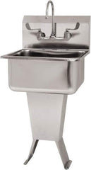 SANI-LAV - 19" Long x 16" Wide Inside, 1 Compartment, Grade 304 Stainless Steel Hand Sink Wall Mount with Manual Faucet - 18 Gauge, 21" Long x 20" Wide x 46" High Outside, 10" Deep - Apex Tool & Supply