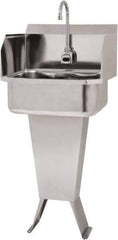 SANI-LAV - 17" Long x 14" Wide Inside, 1 Compartment, Grade 304 Stainless Steel Hand Sink Floor Mount with Electronic Faucet - 18 Gauge, 19" Long x 18" Wide x 46" High Outside, 7" Deep - Apex Tool & Supply