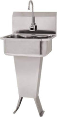 SANI-LAV - 17" Long x 14" Wide Inside, 1 Compartment, Grade 304 Stainless Steel Hand Sink Floor Mount with Electronic Faucet - 18 Gauge, 19" Long x 18" Wide x 46" High Outside, 7" Deep - Apex Tool & Supply