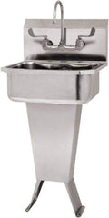 SANI-LAV - 17" Long x 14" Wide Inside, 1 Compartment, Grade 304 Stainless Steel Hand Sink Wall Mount with Manual Faucet - 18 Gauge, 19" Long x 18" Wide x 46" High Outside, 7" Deep - Apex Tool & Supply