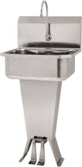 SANI-LAV - 17" Long x 14" Wide Inside, 1 Compartment, Grade 304 Stainless Steel Hand Sink Floor Mount with Double Foot Valve - 18 Gauge, 19" Long x 18" Wide x 46" High Outside, 7" Deep - Apex Tool & Supply