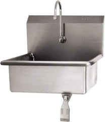 SANI-LAV - 19" Long x 15-1/2" Wide Inside, 1 Compartment, Grade 304 Stainless Steel Hand Sink Wall Mount with Single Knee Valve - 16 Gauge, 23" Long x 20" Wide x 20-1/2" High Outside, 5" Deep - Apex Tool & Supply