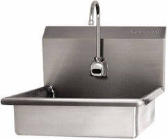 SANI-LAV - 16" Long x 12-1/2" Wide Inside, 1 Compartment, Grade 304 Stainless Steel Hand Sink Wall Mount with Electronic Faucet - 16 Gauge, 19" Long x 16" Wide x 20-1/2" High Outside, 6" Deep - Apex Tool & Supply