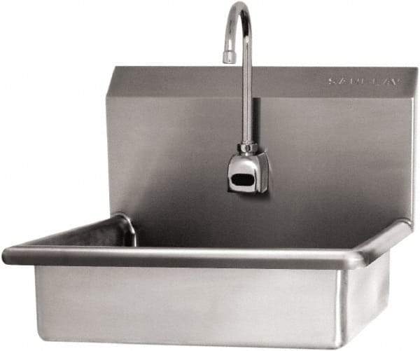 SANI-LAV - 16" Long x 12-1/2" Wide Inside, 1 Compartment, Grade 304 Stainless Steel Hand Sink Wall Mount with Electronic Faucet - 16 Gauge, 19" Long x 16" Wide x 20-1/2" High Outside, 6" Deep - Apex Tool & Supply
