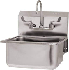 SANI-LAV - 19" Long x 16" Wide Inside, 1 Compartment, Grade 304 Stainless Steel Hand Sink Wall Mount with Manual Faucet - 18 Gauge, 21" Long x 20" Wide x 24" High Outside, 10" Deep - Apex Tool & Supply
