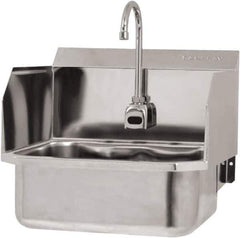 SANI-LAV - 17" Long x 14" Wide Inside, 1 Compartment, Grade 304 Stainless Steel Hand Sink Wall Mount with Electronic Faucet - 18 Gauge, 19" Long x 18" Wide x 21" High Outside, 7" Deep - Apex Tool & Supply
