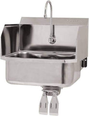 SANI-LAV - 17" Long x 14" Wide Inside, 1 Compartment, Grade 304 Stainless Steel Hand Sink Wall Mount with Double Knee Valve - 18 Gauge, 19" Long x 18" Wide x 21" High Outside, 7" Deep - Apex Tool & Supply