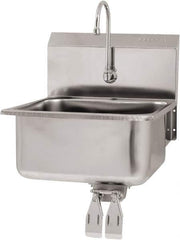 SANI-LAV - 19" Long x 16" Wide Inside, 1 Compartment, Grade 304 Stainless Steel Hand Sink Wall Mount with Double Knee Valve - 18 Gauge, 21" Long x 20" Wide x 24" High Outside, 10" Deep - Apex Tool & Supply
