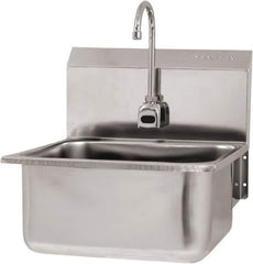 SANI-LAV - 19" Long x 16" Wide Inside, 1 Compartment, Grade 304 Stainless Steel Hand Sink Wall Mount with Electronic Faucet - 18 Gauge, 21" Long x 20" Wide x 24" High Outside, 10" Deep - Apex Tool & Supply