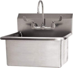 SANI-LAV - 28" Long x 16" Wide Inside, 1 Compartment, Grade 304 Stainless Steel Hand Sink Wall Mount with Manual Faucet - 16 Gauge, 31" Long x 19-1/2" Wide x 24" High Outside, 10-1/2" Deep - Apex Tool & Supply