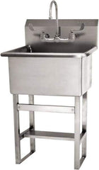 SANI-LAV - 22" Long x 16" Wide Inside, 1 Compartment, Grade 304 Stainless Steel Scrub Sink Wall Mount with Electronic Faucet - 16 Gauge, 25" Long x 19-1/2" Wide x 46-1/2" High Outside, 10-1/2" Deep - Apex Tool & Supply