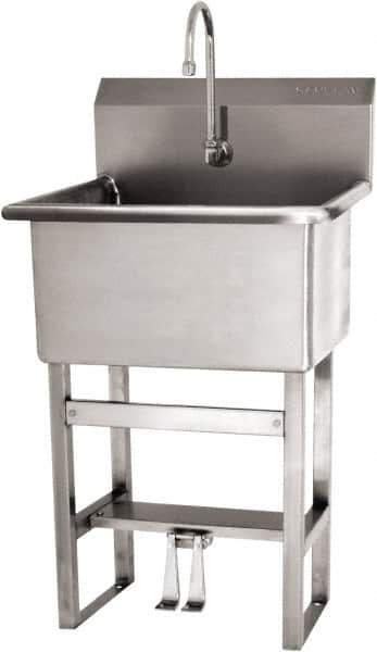 SANI-LAV - 22" Long x 16" Wide Inside, 1 Compartment, Grade 304 Stainless Steel Scrub Sink Floor Mount with Double Foot Valve - 16 Gauge, 25" Long x 19-1/2" Wide x 46-1/2" High Outside, 10-1/2" Deep - Apex Tool & Supply