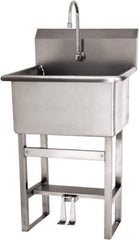 SANI-LAV - 22" Long x 16" Wide Inside, 1 Compartment, Grade 304 Stainless Steel Scrub Sink Floor Mount with Double Foot Valve - 16 Gauge, 25" Long x 19-1/2" Wide x 46-1/2" High Outside, 10-1/2" Deep - Apex Tool & Supply