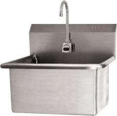 SANI-LAV - 22" Long x 16" Wide Inside, 1 Compartment, Grade 304 Stainless Steel Scrub Sink Wall Mount with Electronic Faucet - 16 Gauge, 25" Long x 19-1/2" Wide x 24" High Outside, 10-1/2" Deep - Apex Tool & Supply