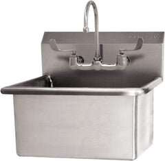SANI-LAV - 22" Long x 16" Wide Inside, 1 Compartment, Grade 304 Stainless Steel Scrub Sink Wall Mount with Manual Faucet - 16 Gauge, 25" Long x 19-1/2" Wide x 24" High Outside, 10-1/2" Deep - Apex Tool & Supply
