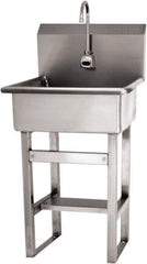 SANI-LAV - 20" Long x 17" Wide Inside, 1 Compartment, Grade 304 Stainless Steel Hand Sink Wall Mount with Electronic Faucet - 16 Gauge, 23" Long x 20-1/2" Wide x 46-1/2" High Outside, 9" Deep - Apex Tool & Supply