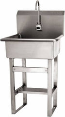 SANI-LAV - 20" Long x 17" Wide Inside, 1 Compartment, Grade 304 Stainless Steel Hand Sink Wall Mount with Electronic Faucet - 16 Gauge, 23" Long x 20-1/2" Wide x 46-1/2" High Outside, 9" Deep - Apex Tool & Supply