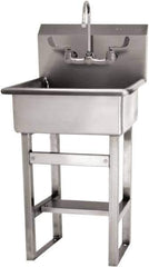 SANI-LAV - 20" Long x 17" Wide Inside, 1 Compartment, Grade 304 Stainless Steel Hand Sink Wall Mount with Manual Faucet - 16 Gauge, 23" Long x 20-1/2" Wide x 46-1/2" High Outside, 9" Deep - Apex Tool & Supply