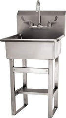 SANI-LAV - 20" Long x 17" Wide Inside, 1 Compartment, Grade 304 Stainless Steel Hand Sink Floor Mount Manual Faucet - 16 Gauge, 23" Long x 20-1/2" Wide x 46-1/2" High Outside, 9" Deep - Apex Tool & Supply