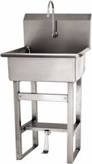 SANI-LAV - 20" Long x 17" Wide Inside, 1 Compartment, Grade 304 Stainless Steel Hand Sink Floor Mount with Single Foot Valve - 16 Gauge, 23" Long x 20-1/2" Wide x 46-1/2" High Outside, 9" Deep - Apex Tool & Supply