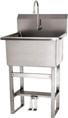 SANI-LAV - 22" Long x 16" Wide Inside, 1 Compartment, Grade 304 Stainless Steel Scrub Sink Floor Mount with Double Foot Valve - 16 Gauge, 25" Long x 19-1/2" Wide x 46-1/2" High Outside, 10-1/2" Deep - Apex Tool & Supply