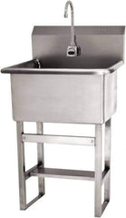 SANI-LAV - 22" Long x 16" Wide Inside, 1 Compartment, Grade 304 Stainless Steel Hand Sink Floor Mount with Electronic Faucet - 16 Gauge, 25" Long x 19-1/2" Wide x 46-1/2" High Outside, 10-1/2" Deep - Apex Tool & Supply