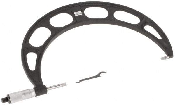 Starrett - 9" to 10" Mechanical Satin Chrome Coated Blade Micrometer - 0.001" Graduation, 0.76mm Blade Thickness, Speeder Thimble - Apex Tool & Supply