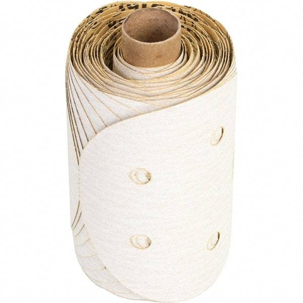 3M - 5" Diam, 150 Grit FEPA, Aluminum Oxide Adhesive PSA Disc - Fine Grade, White, C Weighted Backing, Flexible, 12,000 Max RPM, Use with Random Orbital Sanders - Apex Tool & Supply
