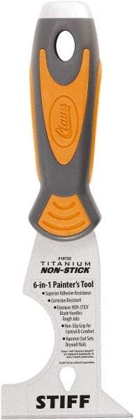 Clauss - 2-1/2" Wide Chisel Edge Blade Stainless Steel 6-In-1 Tool - Stiff, Cushioned Grip / Hammerhead ABS/TPR Handle, 7.87" OAL - Apex Tool & Supply