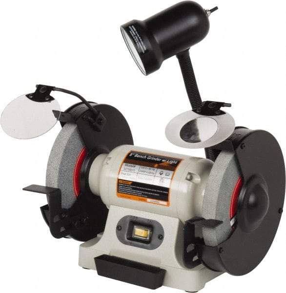 Enco - 8" Wheel Diam x 5/8" Wheel Width, 3/4 hp Grinder - 5/8" Arbor Hole Diam, 1 Phase, 3,450 Max RPM, 120 Volts - Apex Tool & Supply