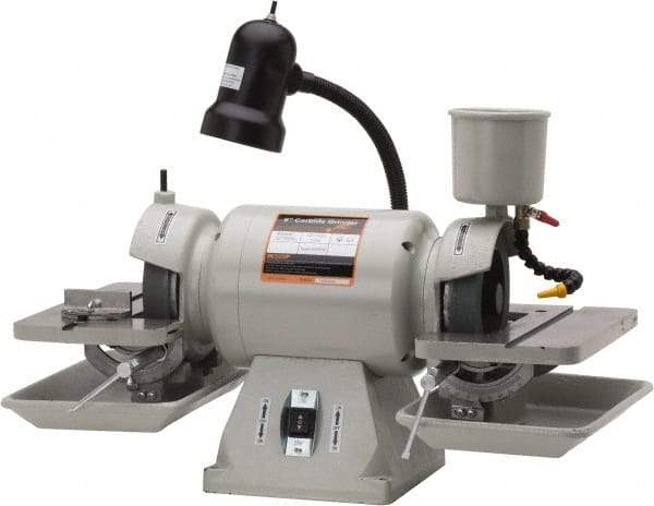 Enco - 6" Wheel Diam x 1" Wheel Width, 1/2 hp Carbide Grinder - 1-1/4" Arbor Hole Diam, 1 Phase, 3,450 Max RPM, 120 Volts - Apex Tool & Supply