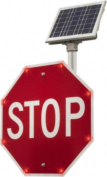 TAPCO - "Stop", 48" Wide x 48" High, Aluminum Stop & Yield Signs - 0.08" Thick, Red/White, Diamond Grade Reflectivity, Octagon, Post Mount - Apex Tool & Supply