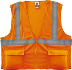 Ergodyne - Size L/XL High Visibility Orange Mesh General Purpose Vest - 44 to 52" Chest, ANSI/ISEA 107, Zipper Closure, 3 Pockets, Polyester - Apex Tool & Supply