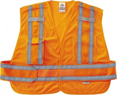 Ergodyne - Size M/L High Visibility Orange Mesh Expandable Vest - 40 to 48" Chest, ANSI/ISEA 107, Hook & Loop Closure, 2 Pockets, Polyester - Apex Tool & Supply