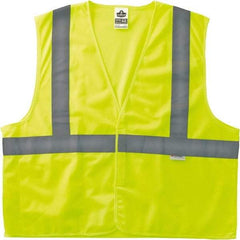Ergodyne - Size S/M High Visibility Lime Solid General Purpose Vest - 36 to 44" Chest, ANSI/ISEA 107, Hook & Loop Closure, 3 Pockets, Polyester - Apex Tool & Supply